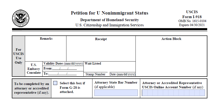 I-918 U Visa Form